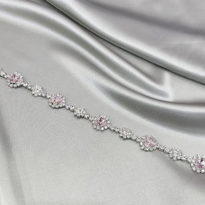 Pink Heart Rhinestone trim GZ-138 by yard