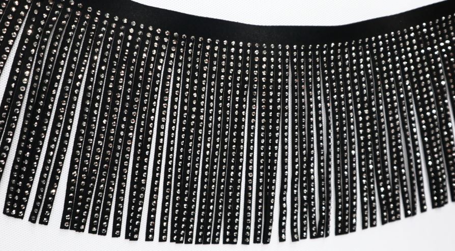 AT98 Suede Rhinestone Fringe