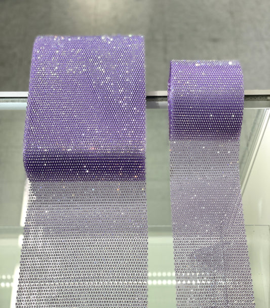 Violet / Crystal Clear Elastic Rhinestone X Fabric