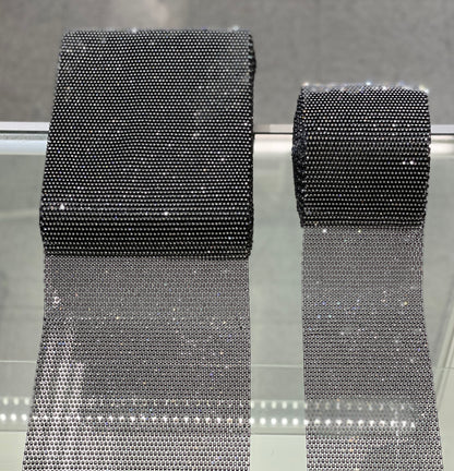 Black / Clear Crystal  Elastic Rhinestone X Fabric
