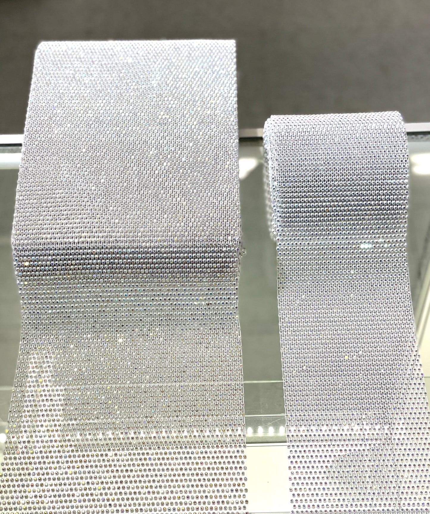 White / Crystal Clear / Crystal AB Elastic Rhinestone X Fabric