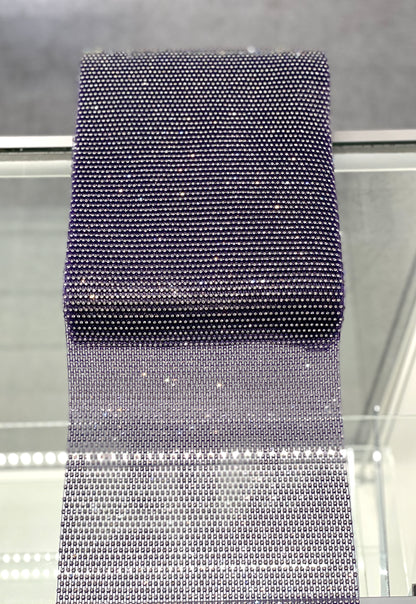 Dark Purple/Clear Crystal Elastic Rhinestone X Fabric