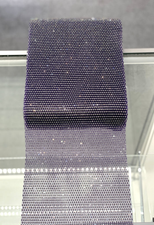 Dark Purple/Clear Crystal Elastic Rhinestone X Fabric