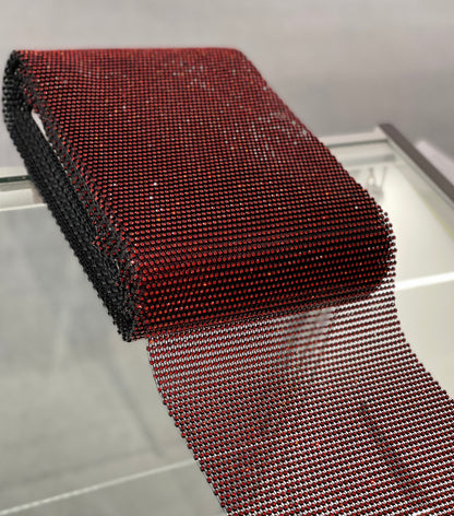 Black/Siam Elastic Rhinestone X Fabric