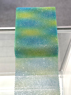 Green Color Transition Elastic Rhinestone X Fabric