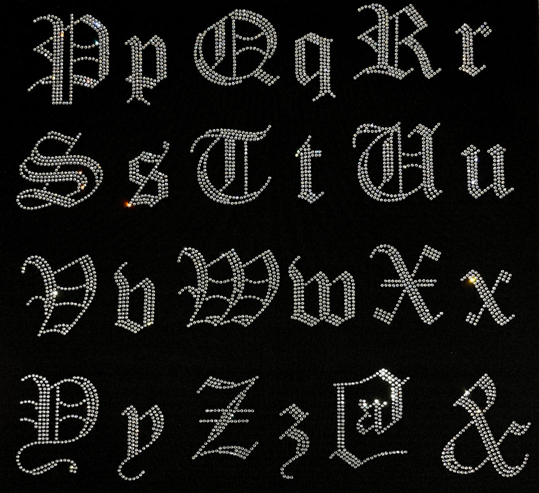 Capital Old English Hot-fix Letters – Axiland Rhinestone Depot