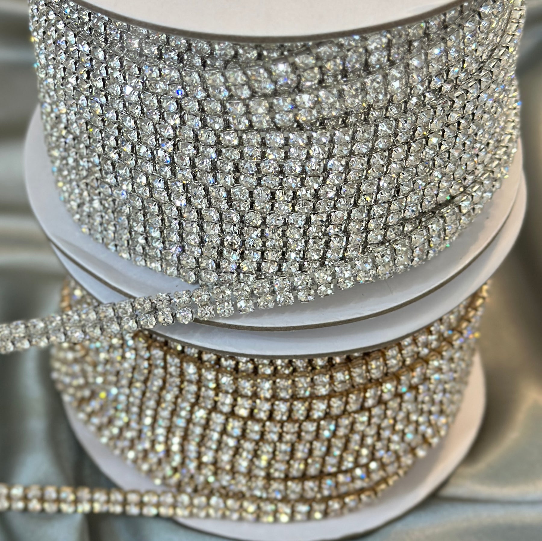 Double Row Rhinestone Chain Double Line Rhinestone chain trim LA-2013 by yard – Axiland Rhinestone ...