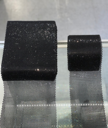 Black/Jet Elastic Rhinestone X Fabric