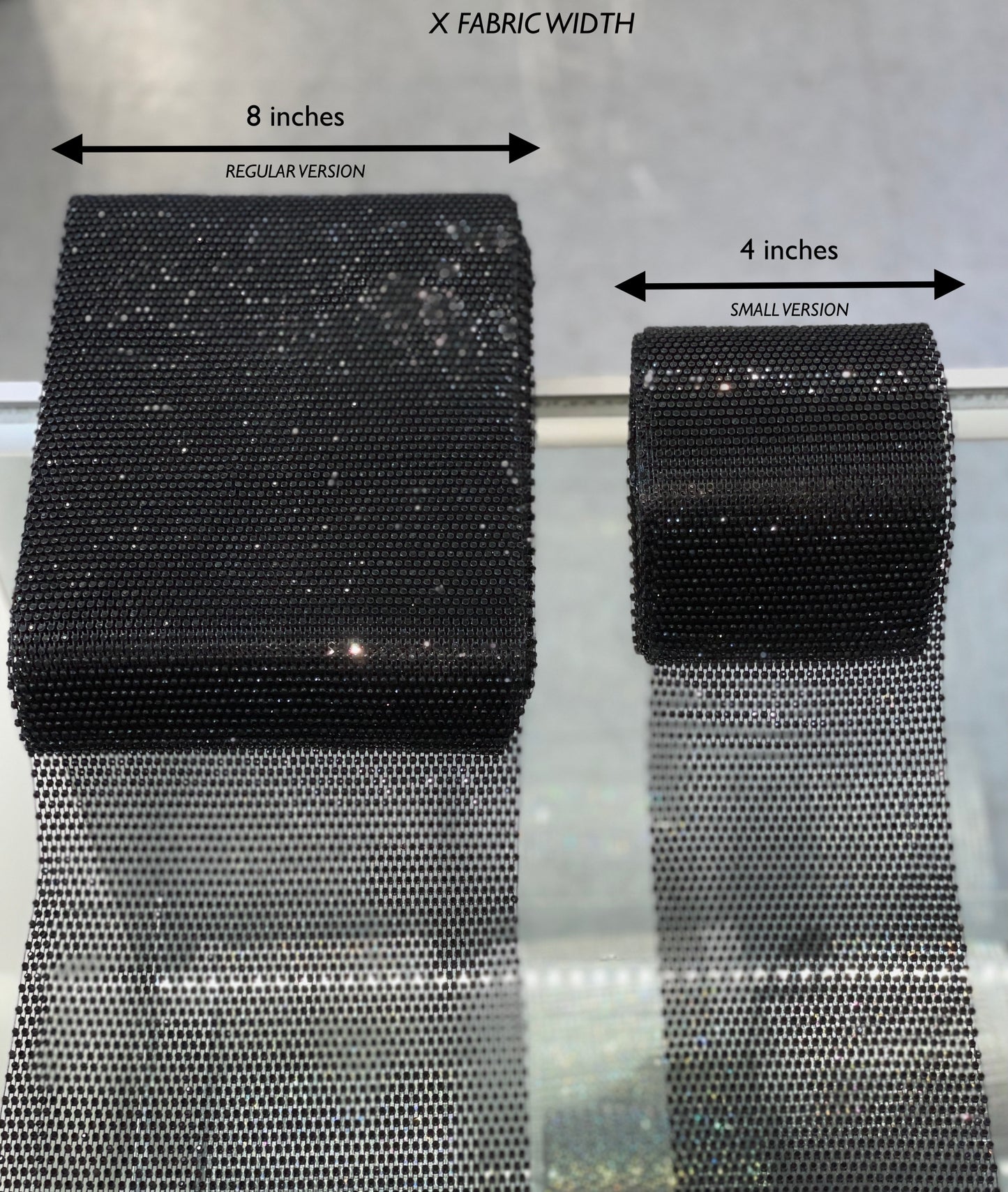 Black/Jet Elastic Rhinestone X Fabric