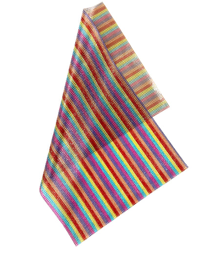 SS6 Rainbow pattern Hotfix Rhinestone Mesh