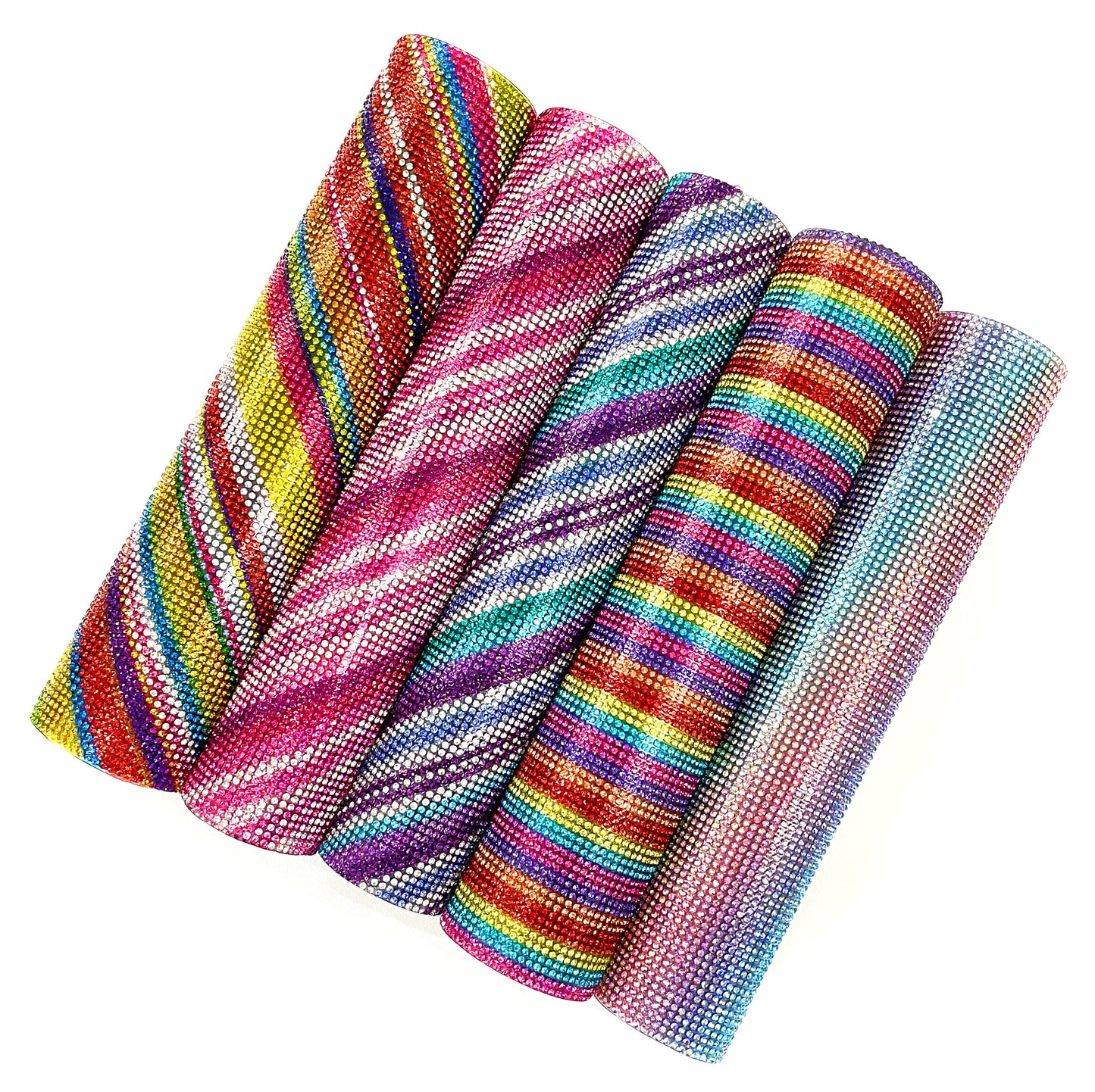 SS6 Rainbow pattern Hotfix Rhinestone Mesh