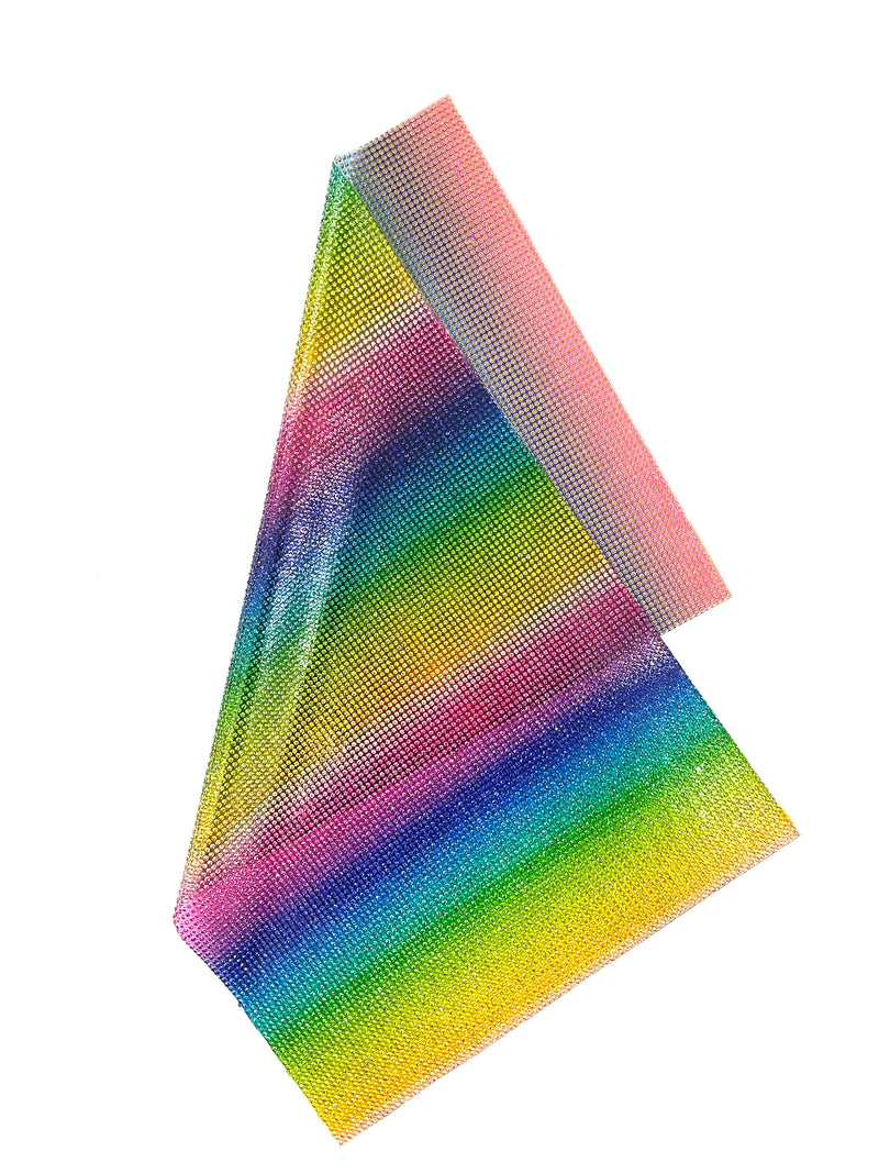 SS6 Rainbow pattern Hotfix Rhinestone Mesh
