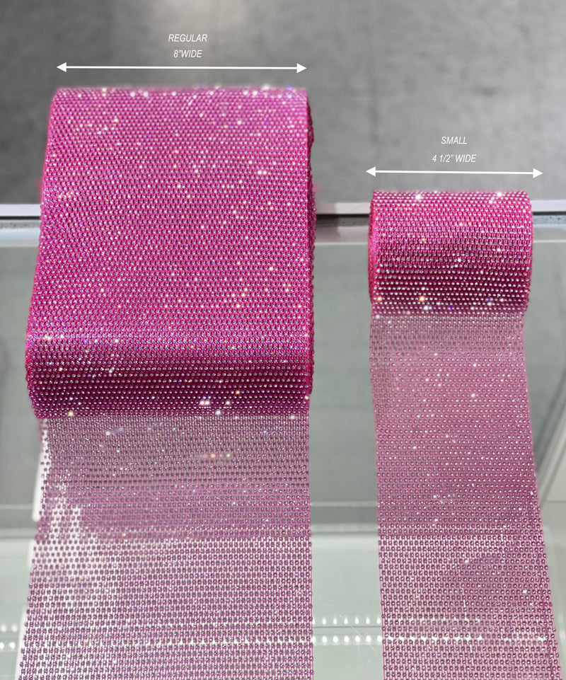 Pink / Clear Crystal  Elastic Rhinestone X Fabric