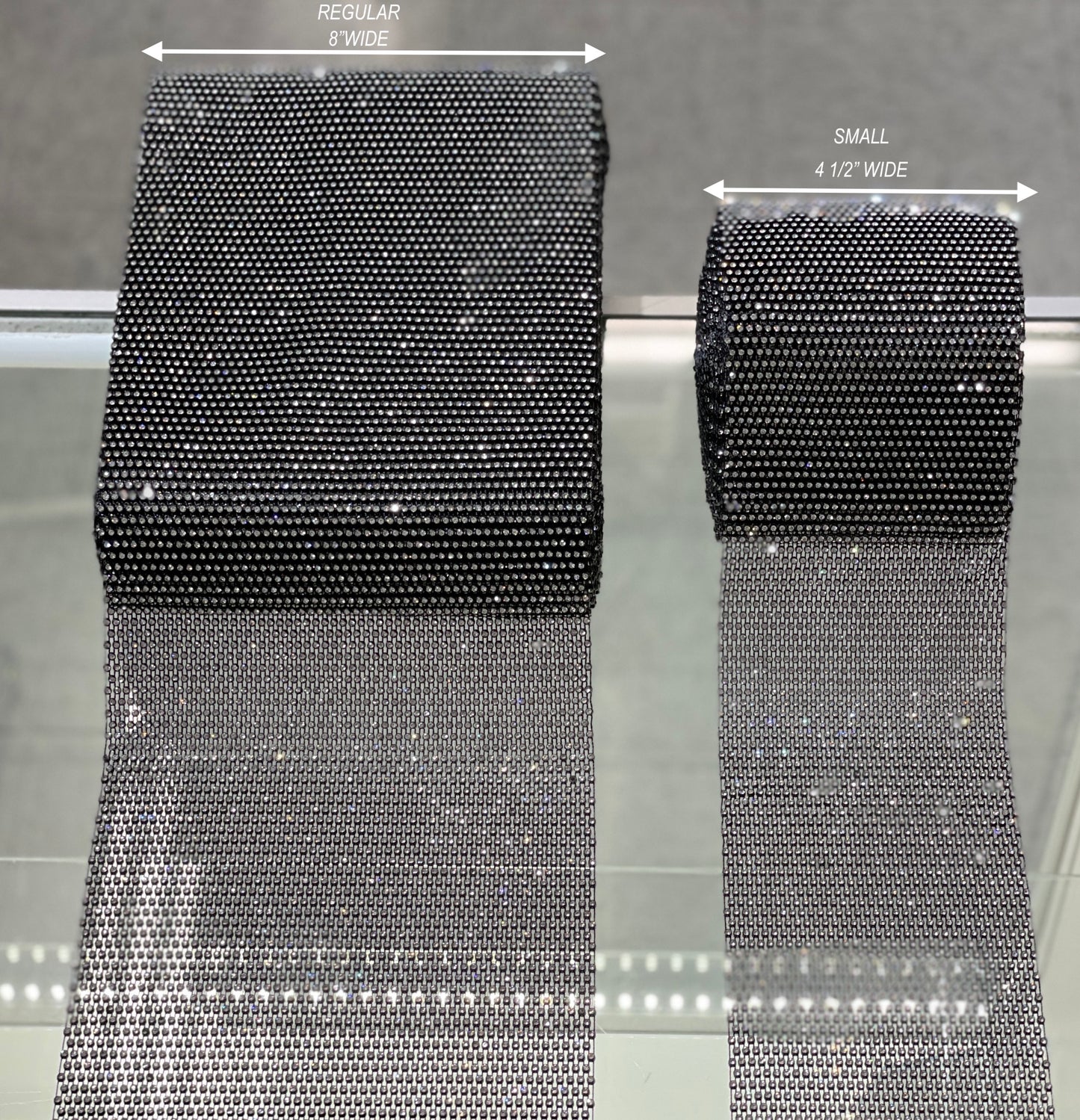 Black / Clear Crystal  Elastic Rhinestone X Fabric