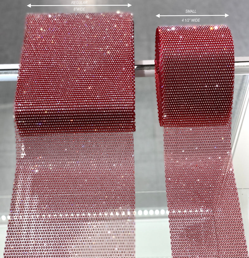 Red / Crystal Clear Elastic Rhinestone X Fabric