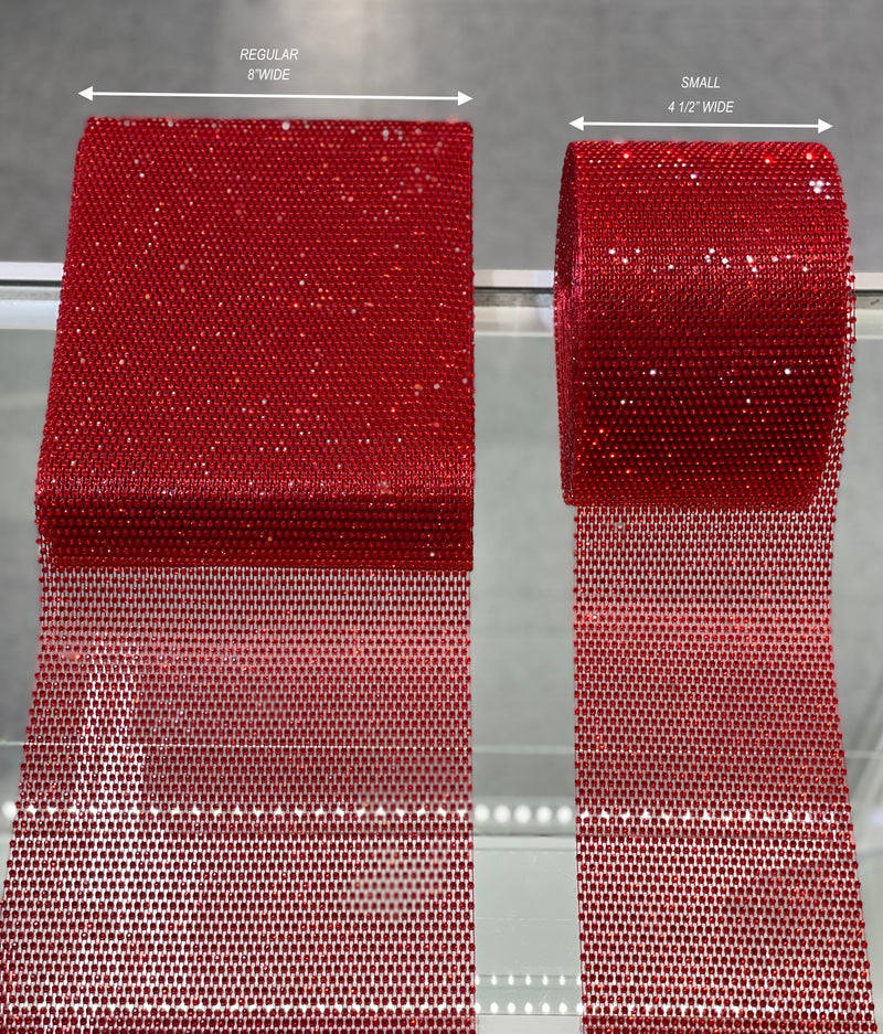 Red / Siam Elastic Rhinestone X Fabric