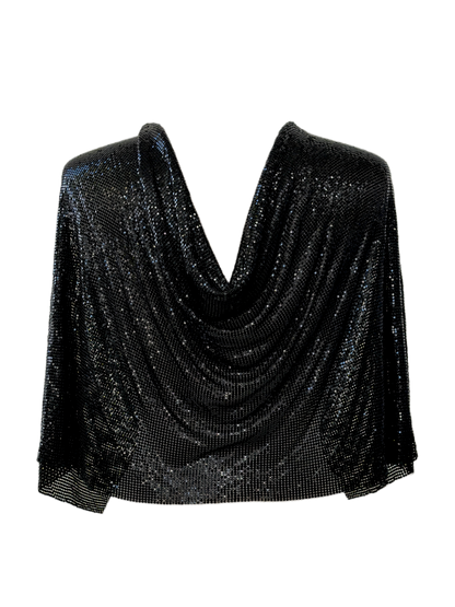 Black Solid Metal Chainmail fabric