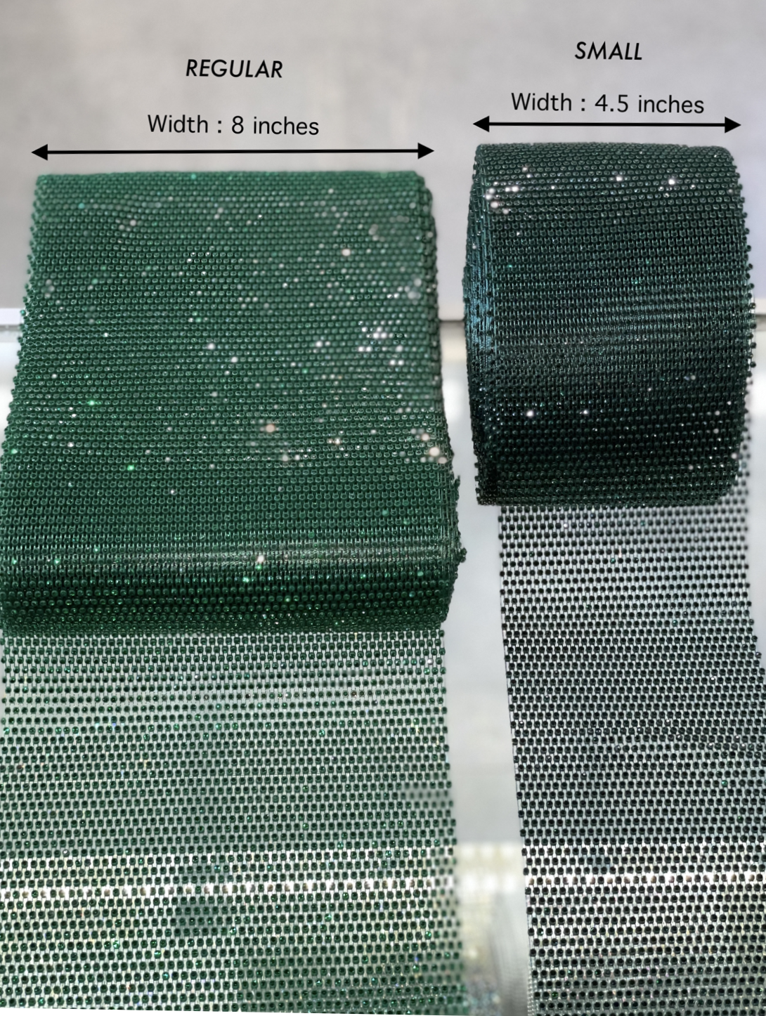 Green/Emerald Elastic Rhinestone X Fabric