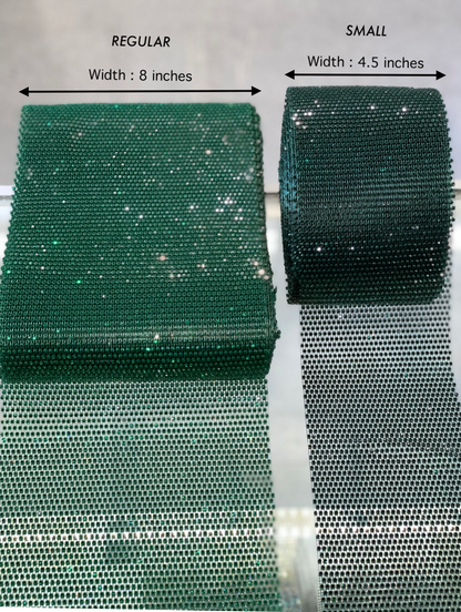 Green/Emerald Elastic Rhinestone X Fabric