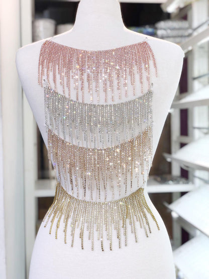 Uneven Rhinestone Fringe