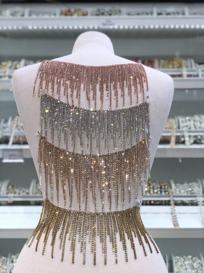 Uneven Rhinestone Fringe
