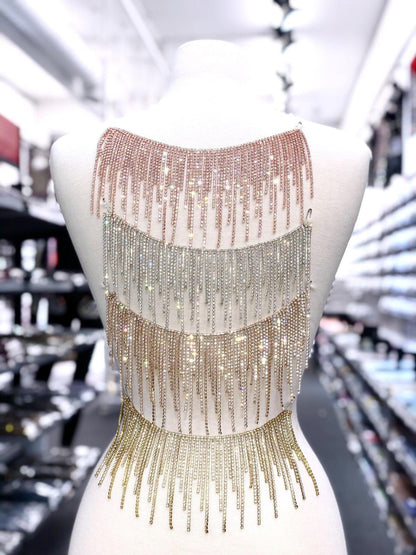 Uneven Rhinestone Fringe