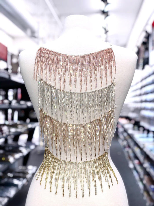Uneven Rhinestone Fringe