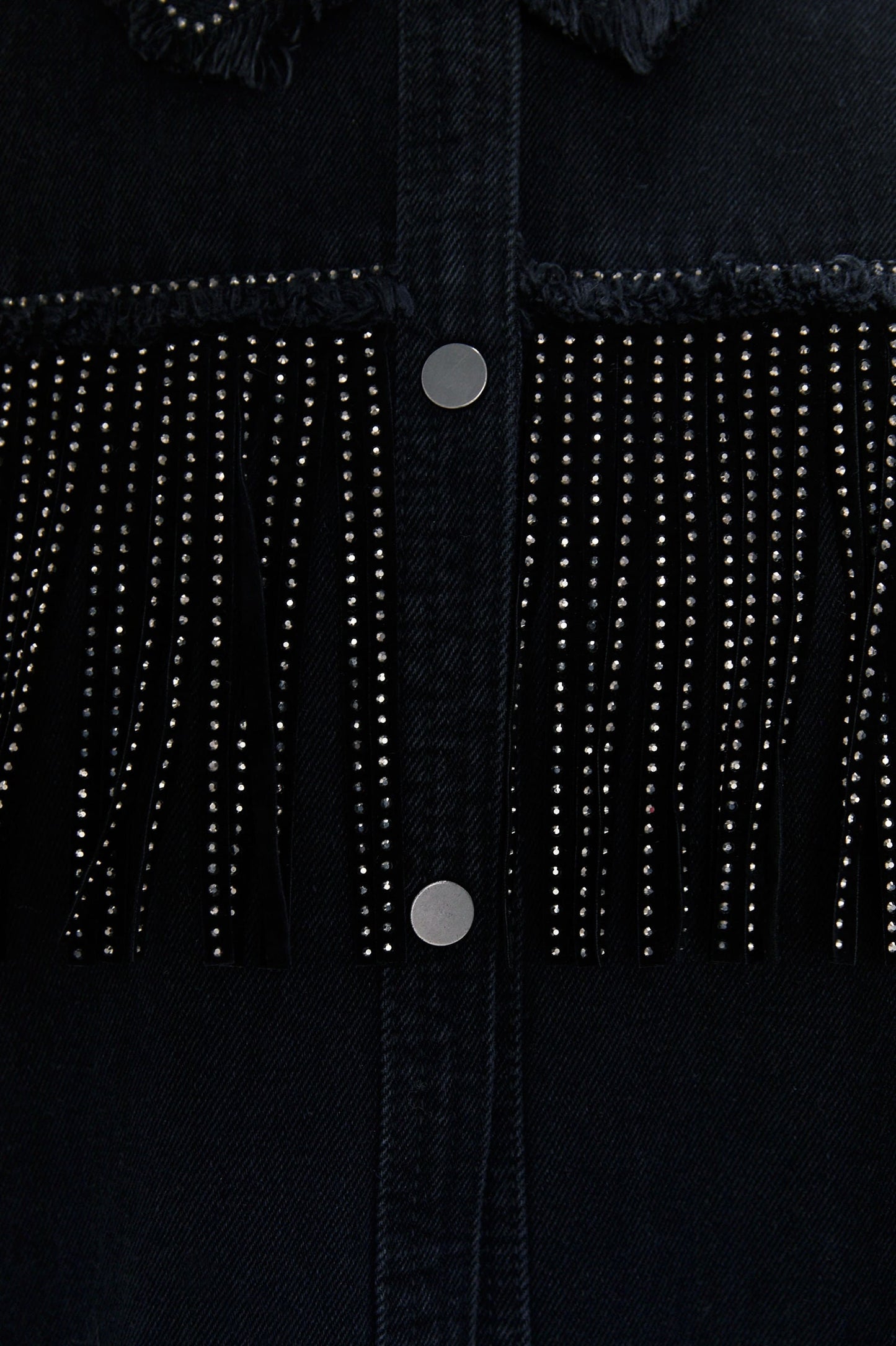 Suede Rhinestone Fringe 6 inches / Hematite - Silver Hematite crystals - Sew on DIY Jacket