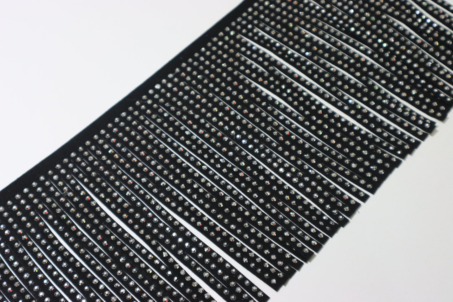 Suede Rhinestone Fringe 6 inches / Hematite - Silver Hematite crystals - Sew on DIY Jacket