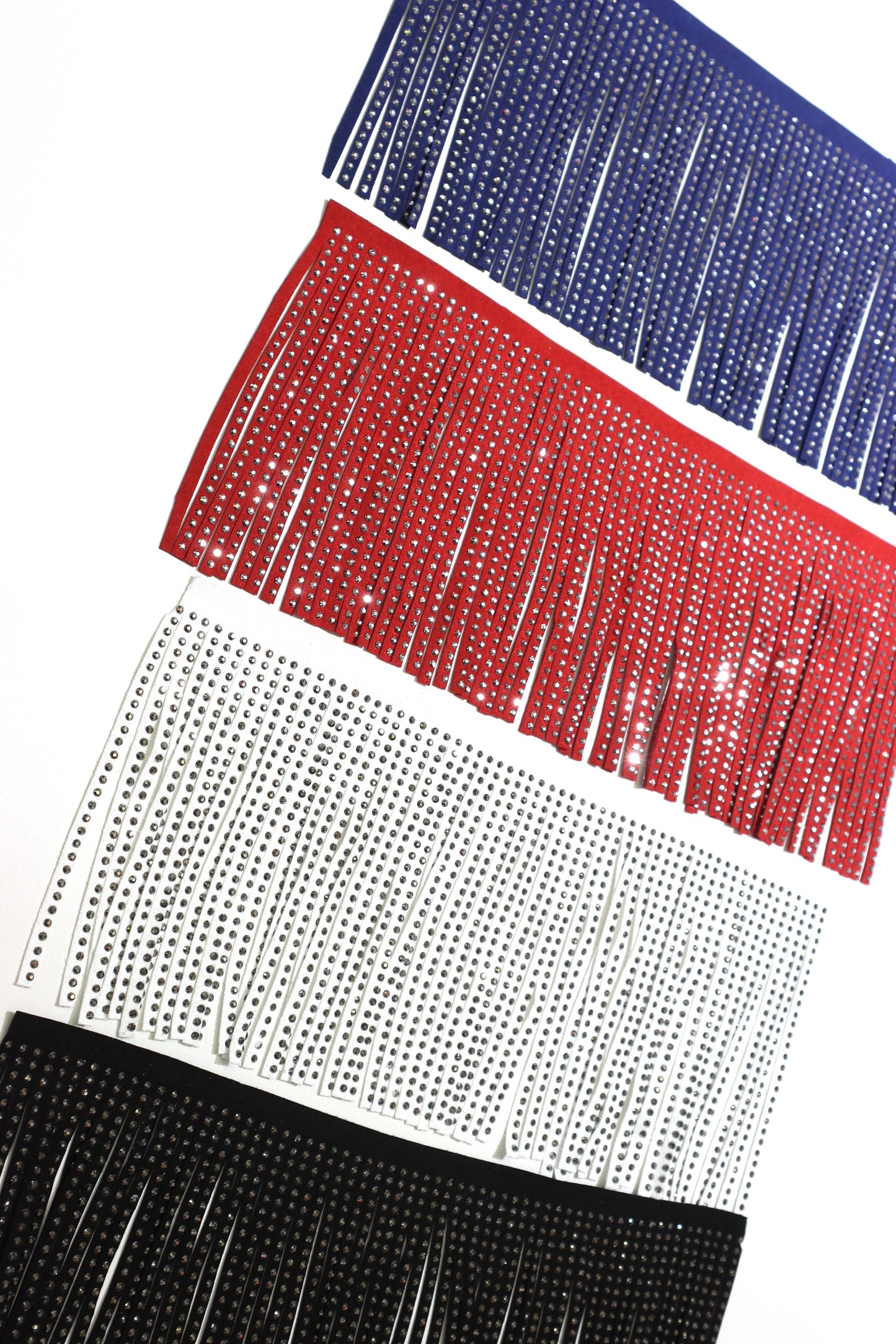 Suede Rhinestone Fringe 6 inches / Hematite - Silver Hematite crystals - Sew on DIY Jacket