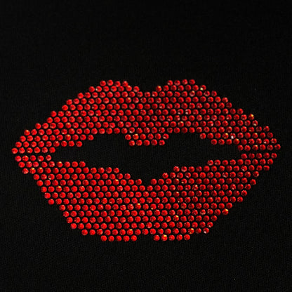 Lips iron on rhinestone patch