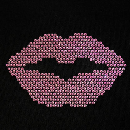 Lips iron on rhinestone patch