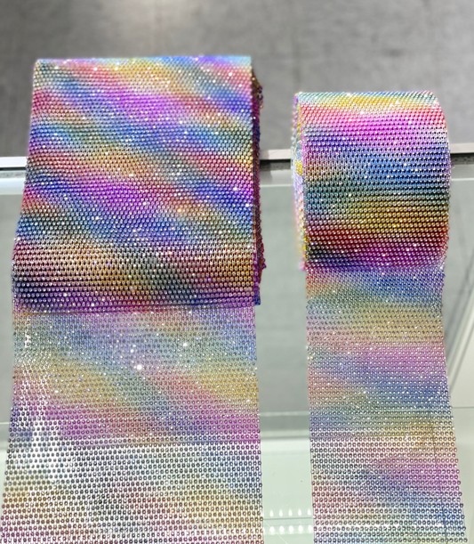 8" Rainbow /Crystal  Elastic Rhinestone X Fabric