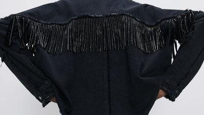 AT98 Suede Rhinestone Fringe