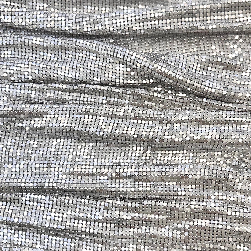 Silver Solid Metal Chainmail fabric