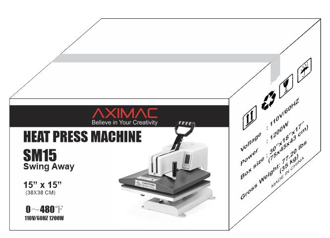 SM1 Heat Press Machine / 15 inch x 15 inch Swing-Head – Axiland Rhinestone  Depot